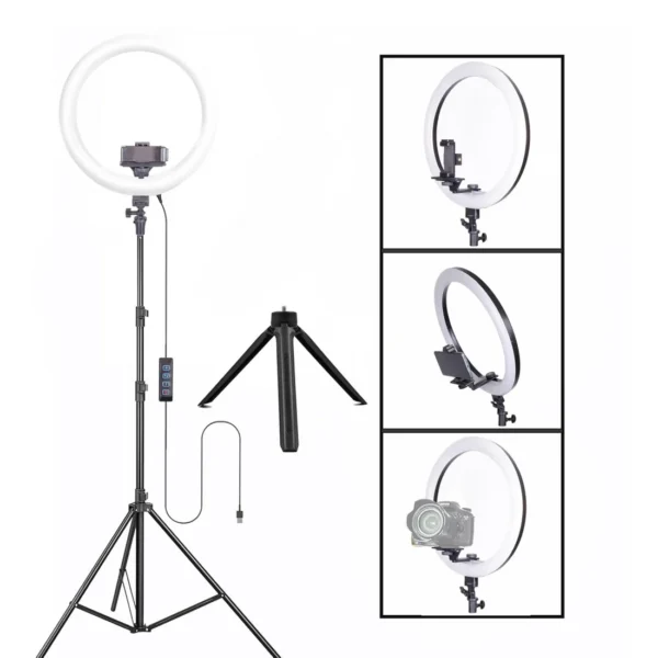 Osaka® 14Inch Professional LED Ring Light 15W with Table Tripod Dimmable Extra Bright Lighting with 2 Color Modes for Photo Shoot Video Shoot Live Stream Makeup Compatible w