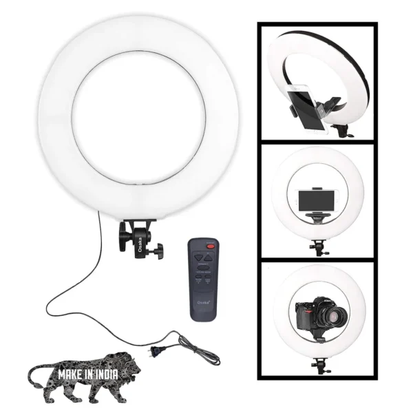 Osaka 18 inch LED Ring Light 65W, Adjustable Color, Wireless Remote, Compatible with DSLR & Smartphones. - Image 2